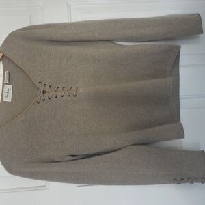 100% Cashmere sweater with Lacing and Suede Trim From Neiman Marcus